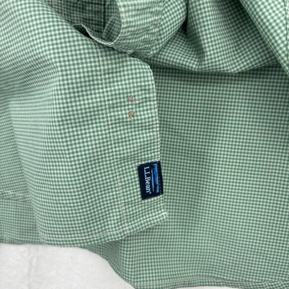 L L Bean Shirt Mens Size XL Green Plaid Button Down Slightly Fitted Long Sleeve - Picture 7 of 10